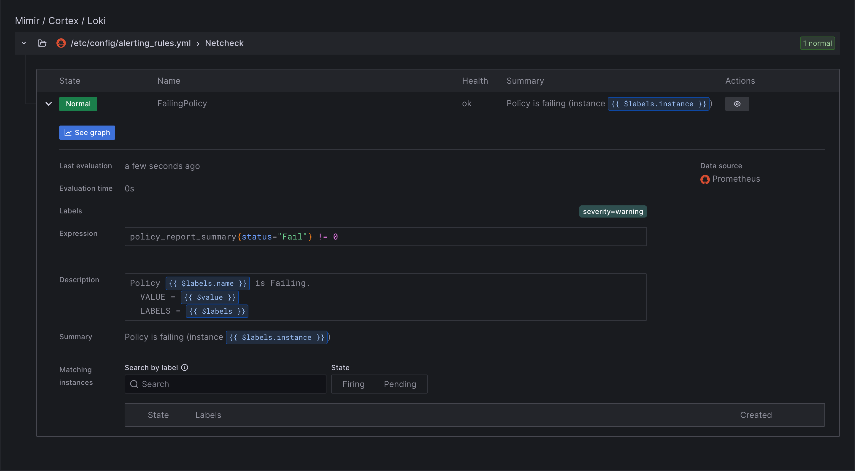 Grafana Alert Screenshot
